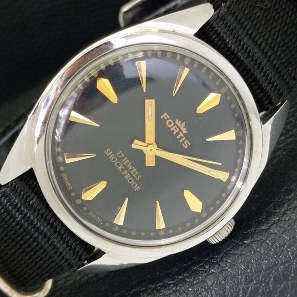 Vintage 1992 Fortis Manual Mens Silver Watch W/Nato Strap & Gold accents - Picture 1 of 9